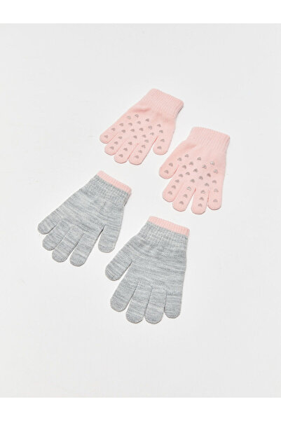 LC Waikiki LCW ACCESSORIES Baskılı Kız Çocuk Triko Eldiven 2'li