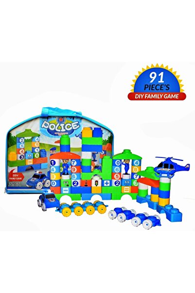 adventure game حقيبة مكعبات بناء كبيرة، مجموعة من 91 قطعة، مكعبات بناء إبداعية للأطفال