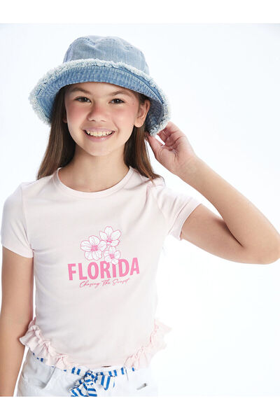 LC Waikiki Tricou pentru fete Peak New Season cu decolteu rotund și imprimeu ...