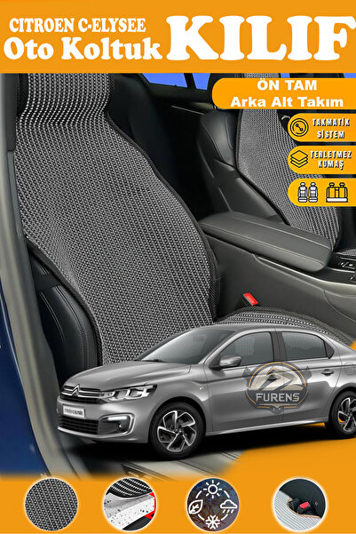 STS Oto Aksesuar غطاء مقعد سيارة من القماش المنسوج باللون الأسود من سلسلة PRE...