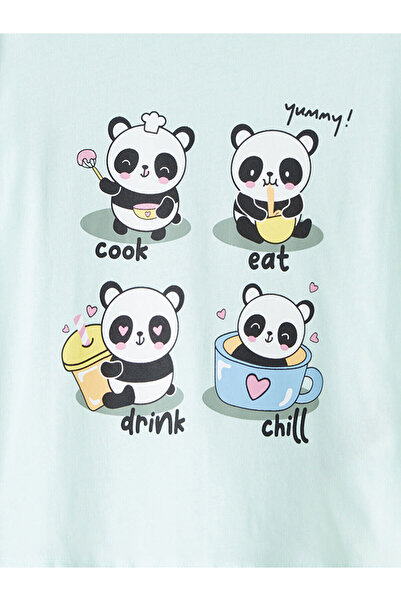 LC Waikiki Cey New Season Crew Neck Printed Girls' Pajama Set