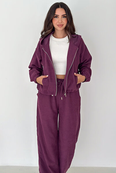 Noa Noa Women's Zippered Velvet Woven Set – Sporty & Everyday Comfort