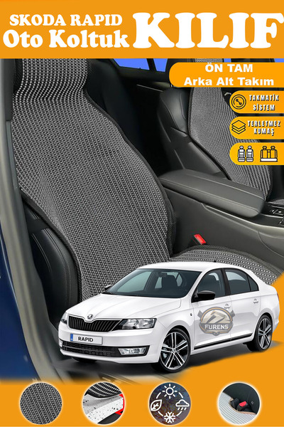 STS Oto Aksesuar غطاء مقعد سيارة سكودا رابيد متوافق مع سلسلة بلاك بريستيج من ...