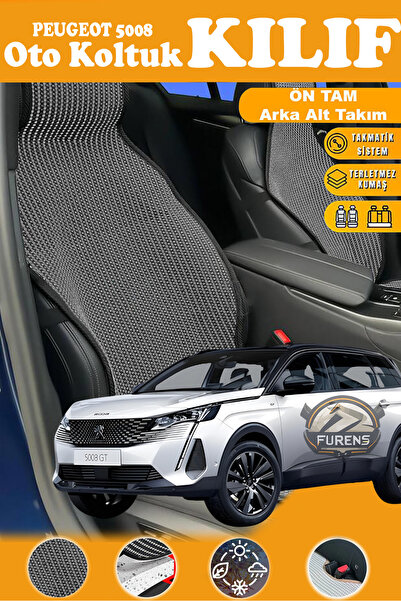 STS Oto Aksesuar غطاء مقعد سيارة بيجو 5008 متوافق مع سلسلة بلاك بريستيج من ال...