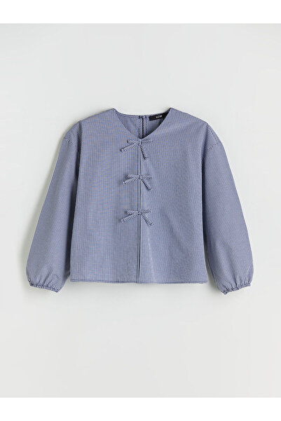 LC Waikiki Визия Нова колекция Блуза за момичета с V-образно деколте и панделка