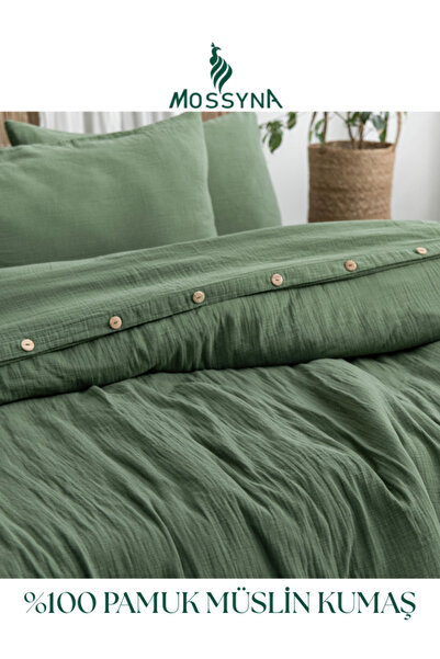 Mossyna 100% Cotton Muslin Double Duvet Cover Set