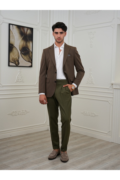 LONATOLİA Premium Italian Style Slim Fit Men's Punto Stitched Half Lined Jacket