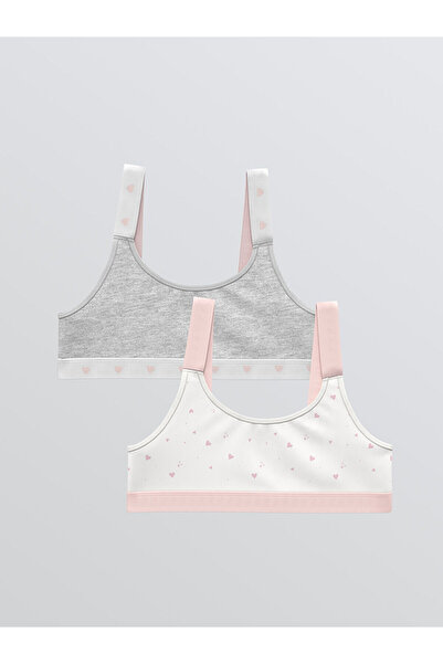 LC Waikiki New Season Heart Printed Girl's Bustier 2-Piece Set