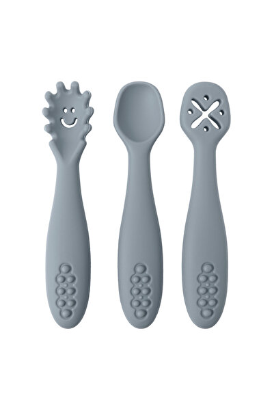 Choice5 005-pebble طقم أدوات طعام للأطفال مكون من 3 قطع: ملعقة وشوكة سيليكون،...