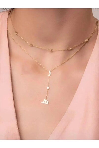 Black Season Princess Necklace with Your Initial | Add a Special Initial | Gold or Silver Plated | Black Season