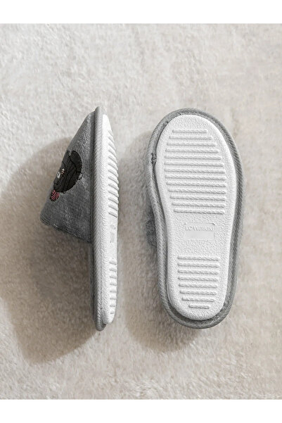 LC Waikiki Lcw Steps Gray Cat Embroidered Women's House Slippers