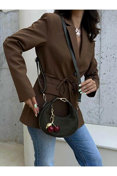 Butik Tacca Cherie Model Suede Women's Hand and Shoulder Bag with Charm Gift