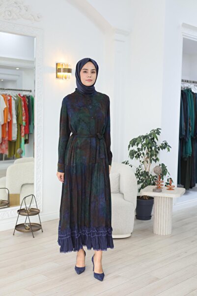 MissWhence Kendinden Desenli Elbise 38809