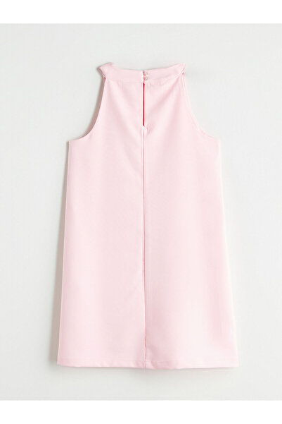 LC Waikiki LCW Kids Pembe Bisiklet Yaka Taşlı Kız Çocuk Elbise