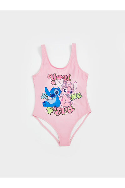 LC Waikiki LCW Kids Stitch ve Angel Baskılı Kız Çocuk Mayo