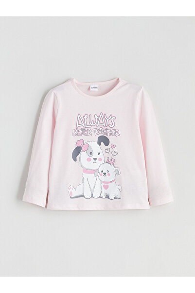 LC Waikiki Peak New Season Crew Neck Printed Girls' Pajama Top
