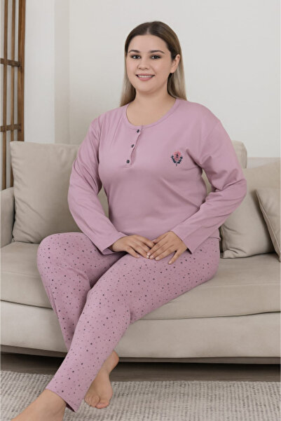 Sude Pajamas Cotton, Batal, Purple 2XL-5XL