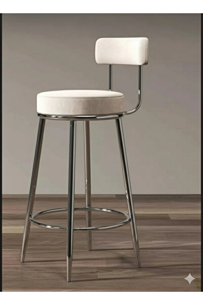 J&S QUALİTY Krom kaplama 65 cm yükseklikte montaj gerektirmez bar sandalyesi,...