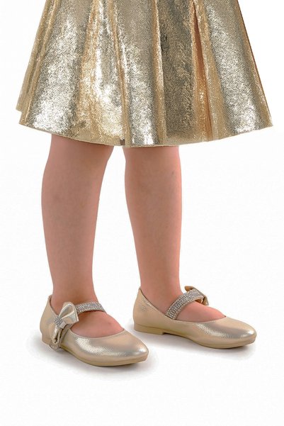 Kiko Kids Cerry Velcro Girls' Stoned Ballerina Shoes