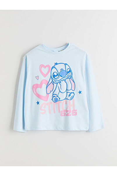 LC Waikiki Peak Yeni Sezon Bisiklet Yaka Stitch Baskılı Kız Çocuk Pijama Takımı