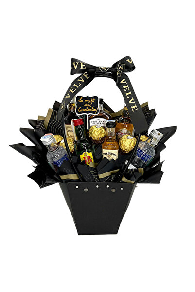 velve Delice gift basket for men Happy Birthday, Constantin!", miniature spirits, Black