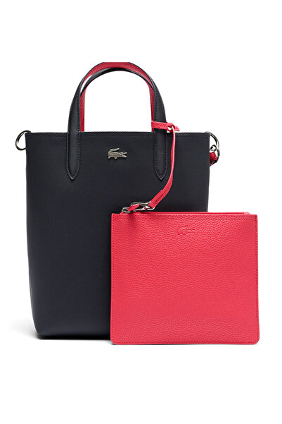 Lacoste Anna Navy Blue Double-Sided Usable Shoulder Bag Navy Blue/Red Elsbeauty