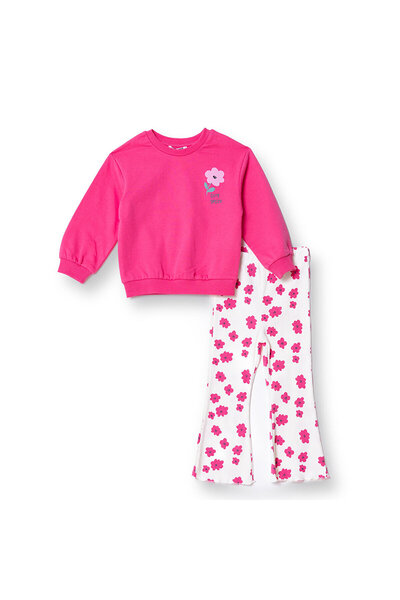 ebebek Hello Baby HelloBaby Kız Bebek Sweatshirt - Tayt Şardonlu Bisiklet Yaka Uzun Kol Reçme Paça