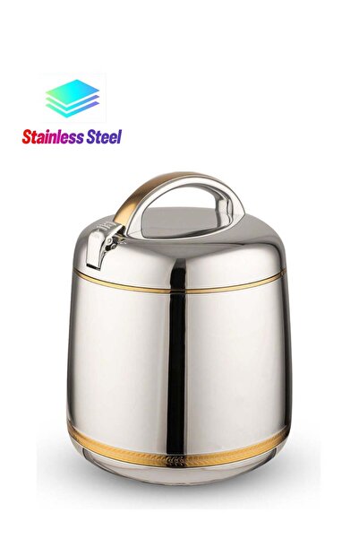 GOLDEN FİRE وعاء طعام تايواني من الفولاذ المقاوم للصدأ باللون الفضي/الذهبي سع...