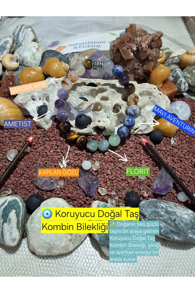 EL YAPIMI 🧿 Koruyucu Doğal Taş Kombin Bilekliği