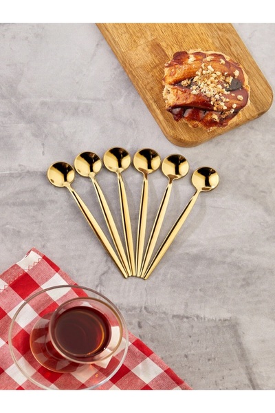 Tasarım Evi 6-Piece Luxury Round Teaspoon Set - Spoon 13 cm