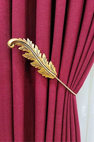 MMTHOME Fon Perde Toplayıcı Yaprak Renso 2 Adet 1sağ-1sol Gold