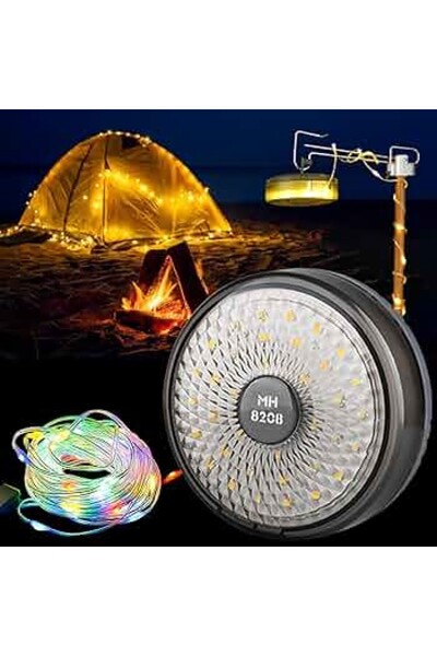 Hediye Rüzgarı Şarjlı 10 Metre Ledli Kamp Lambası | Şarj Göstergeli - 7 Işık Modlu & Flaşör - Şerit Lamba