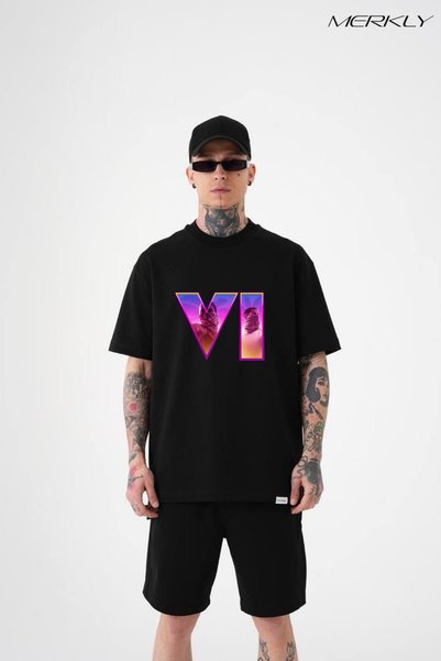 barsdepo Gta 6 Premium Printed T-Shirt, Oversize Unisex Black T-Shirt Kids / Adult