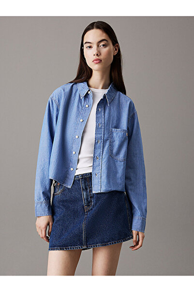 Calvin Klein Women's Cropped Dad Chambray Shirt