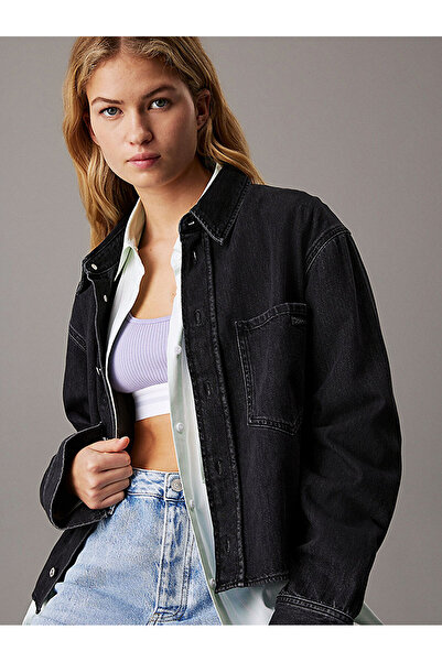 Calvin Klein Women's Cropped Dad Denim Shirt