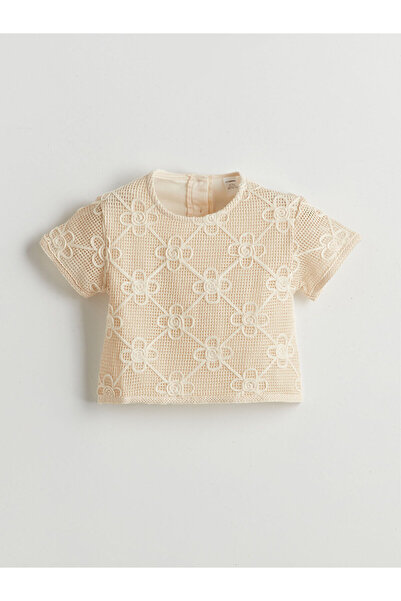 LC Waikiki Vizyon New Season Crew Neck Embroidered Girls' T-Shirt