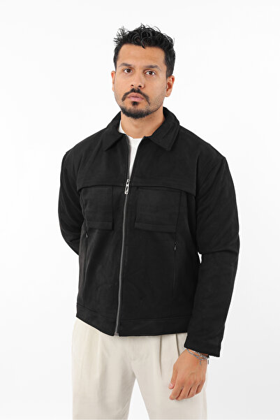 Rodrigo Чоловічий сезонний піджак Slim Fit із замші з підкладкою та застібкою-блискавкою