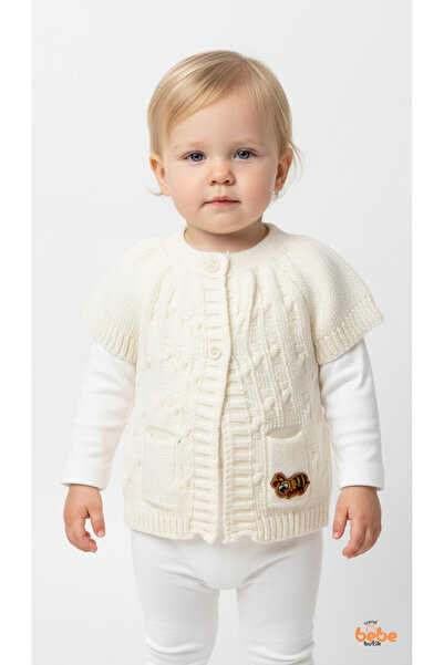Genel Markalar Kız Bebek Örgü Süveter & Cep Detaylı Arı Desenli Pamuklu Triko Yelek – Hırka Süveter Modeli