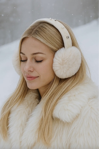 CSR AKSESUAR Плюшеві навушники з камінцями