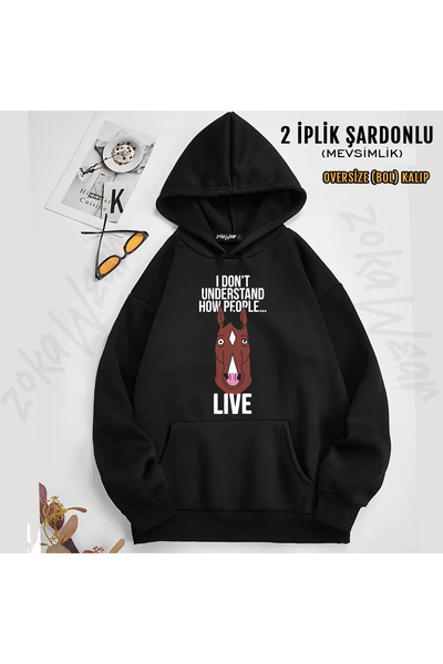 ZOKAWEAR Bojack Horseman majica sa kapuljačom i širokim krojem (2 niti)