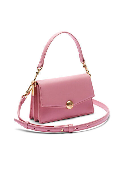 Lacoste حقيبة كتف نسائية صغيرة من الجلد الوردي من تنس بليس إلزبيوتي