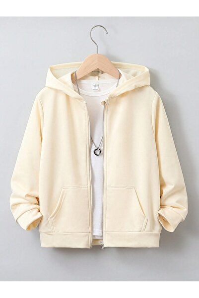 NoVibe Cardigan/jachetă unisex fără imprimeu cu fermoar