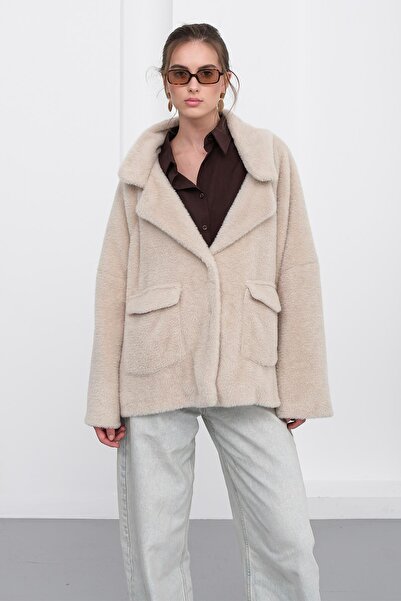 Olcay Angora Look Casual Jacket Stone 8279