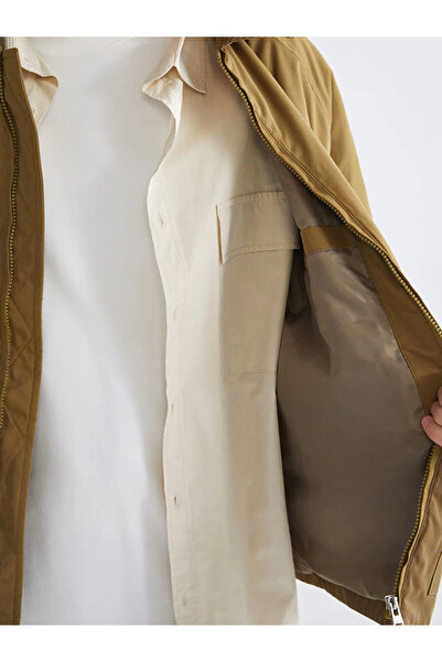 LC Waikiki Ανδρικό παλτό με γιακά πουκάμισο XSIDE Khaki Comfortable Fit