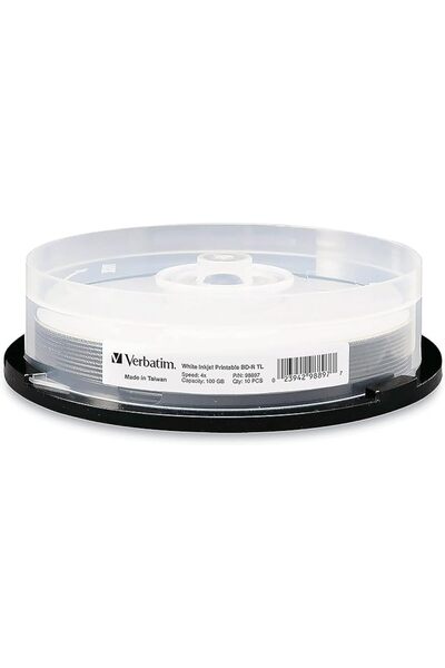 Generic BD-R XL 100GB 4x – white inkjet hub printable, 10-pack spindle