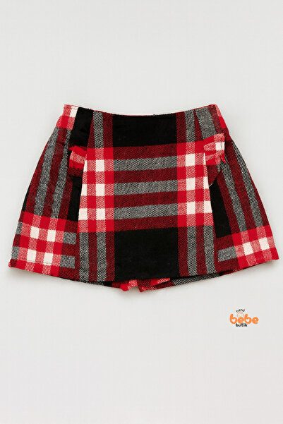 Trend Bebe Butik Kız Çocuk Kaşkorşe Ekoseli Şort Etek – Okul & Günlük Giyim Rahat Şık Şort Etek