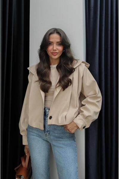 Havoş Béžová bunda Belushi s límcem a nárameníky