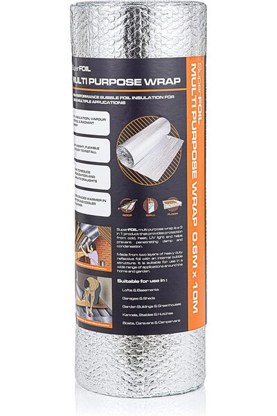 Generic Foil Insulation Roll 0.6m x 10m, Energy-Saving DIY Bubble Foil Sheet, 3-in-1 Thermal Insulation Refl