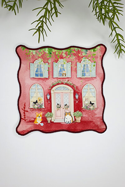 decofav Watercolor Pet Friendly Home Themed Embroidered Cloth Cocktail Napkins 2 Pieces