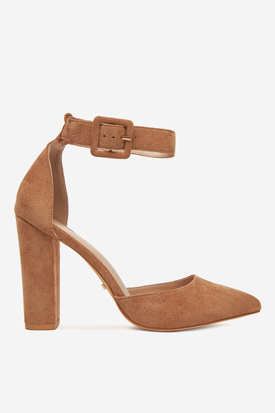 DeeZee Γυναικείες Γόβες με Χαμηλό Καφέ Τακούνι 38